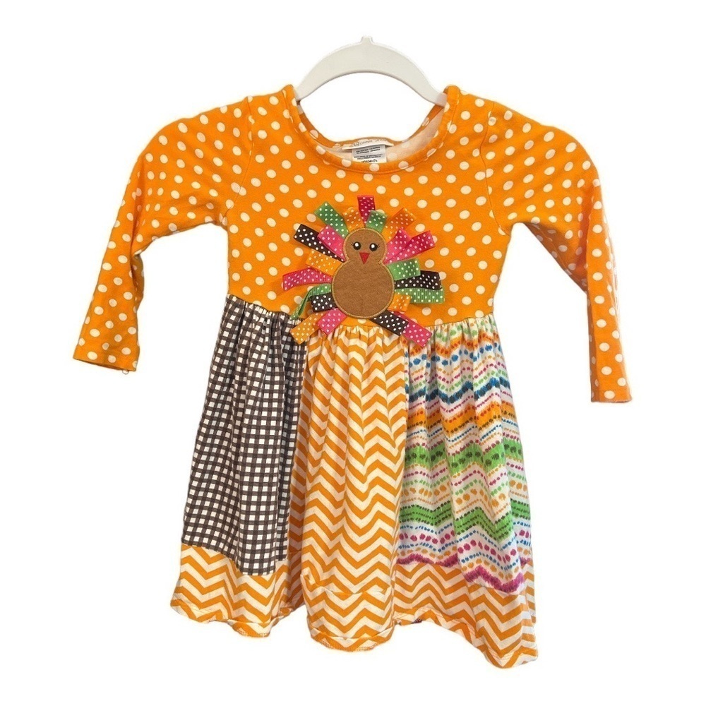 Bonnie Jean Turkey Ribbon Dress Size 4 LA1‎